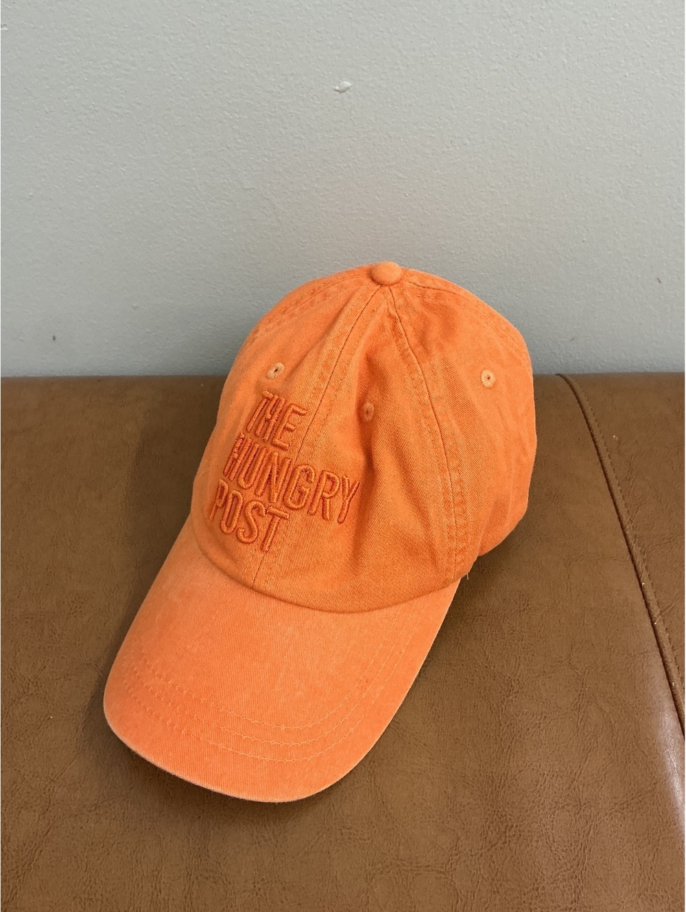 The Hungry Post orange adjustable dad cap baseball hat chef cooking culinary